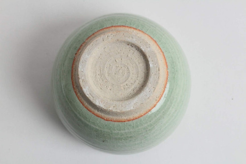Mino Ware Pottery Japanese Bowl Gran Mint Stripe Green Strip