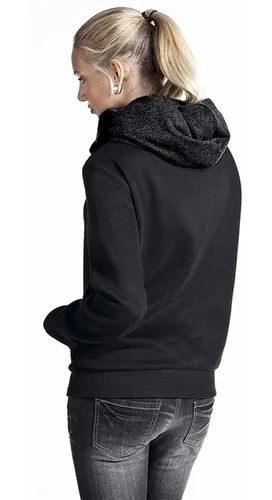 SUDADERA CON CAPUCHA ERIMA, NEGRA MUJER.