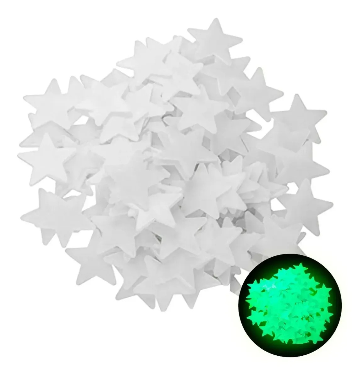 Kit com 100 Estrelas Fluorescentes Agradinhos que Brilham no Escuro para decoração de Parede Teto e Quarto Infantil