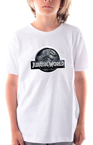 Remera Blanca Jurasic World Cine Unisex Niños Varios Diseños