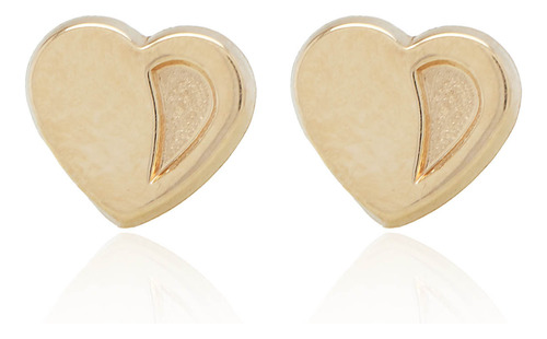 Aros De Oro 18kt Forma De Corazón Liso