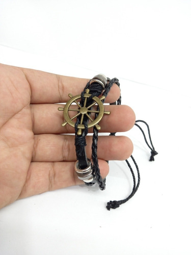 Pulsera Timon Marinero Cuero E Hilo