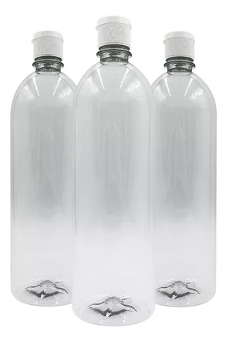 Envase Plastico 1 Litro Blanco Tipo Botella Con Tapa Presión MIA10163P