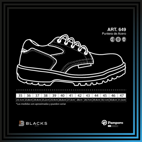 Imagen 7 de 8 de Zapatos De Seguridad Pampero C/ Puntera De Acero Art.649