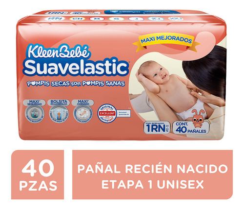 Pañales KleenBebé Suavelastic etapa 1 recién nacido 40 piezas