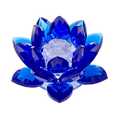 3 Pulgadas Zafiro Azul Cristal Flor De Loto Feng Shui D...