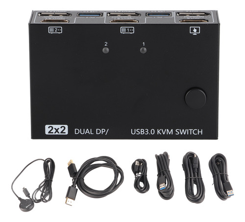 Doble Monitor Kvm Hd Multimedia De 2 Entradas Y 2 Salidas, C