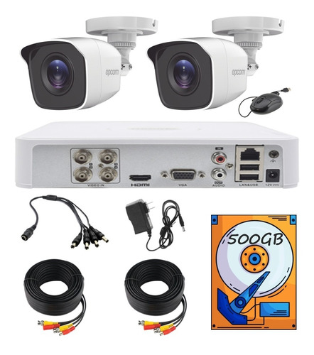 Kit Video Vigilancia Epcom 2 Cámaras 1080p / 500gb