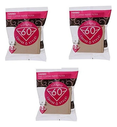 Hario 01 100-count Coffee Natural Paper Filters, Juego De 3