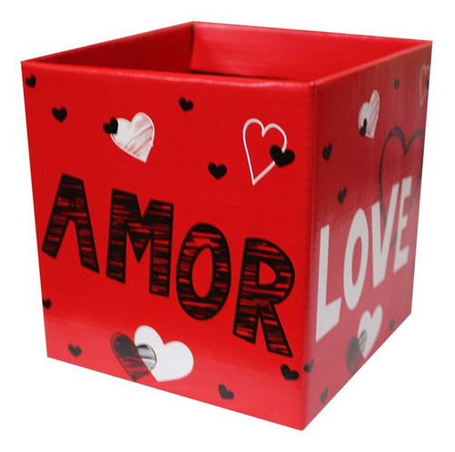 Imagem 1 de 1 de 10 Cachepôs Grandes Quadrados Papel Estampado Love Amor