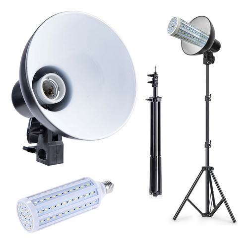 Kit Lâmpada Led 60w Greika Com Panela Refletora + Tripé 2m Cor da estrutura Preto Cor da luz 5500K 110V/220V