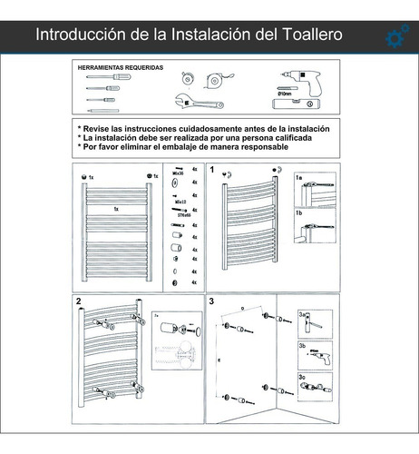 Imagen 3 de 5 de Toallero Rad Xylia 80 Blanco Con Kit Completo
