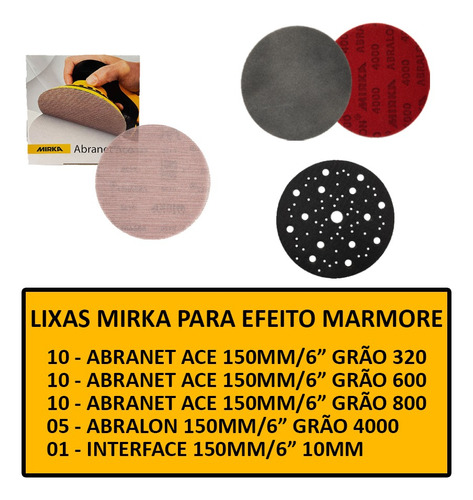 Kit Lixa Efeito Marmorato Abranet Abralon Interface - Mirka