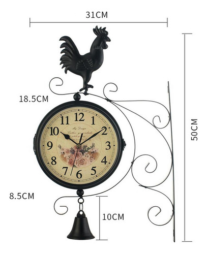 Reloj De Pared De Dos Cara, Reloj De Estación Vintage De