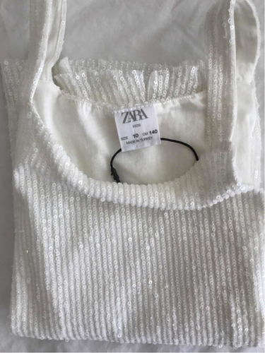 Musculosa De Lentejuelas Blanca Para Nena T10