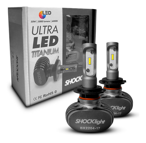 Ultra Led Shocklight Titanium 10.000 Lúmens 6000k Encaixe H7