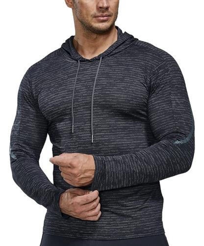 Camisa Compresion Manga Larga Para Hombre Sudadera Capucha