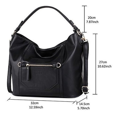 Coofit Bolsos Y Bolsos Negros Cartera De Cuero Pu Bolso Hobo