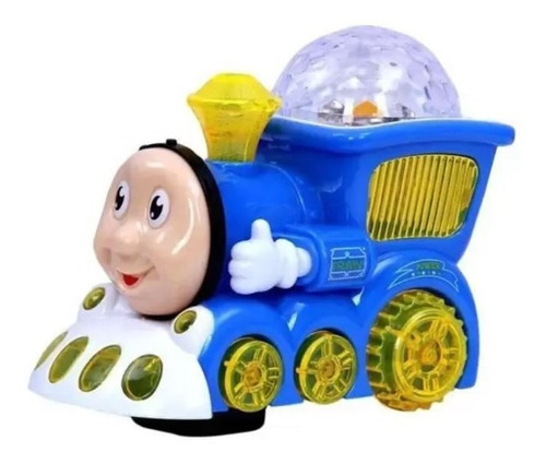 Trem Trenzinho Locomotiva C/ Maquinista Som Luz Fricção Cor Azul