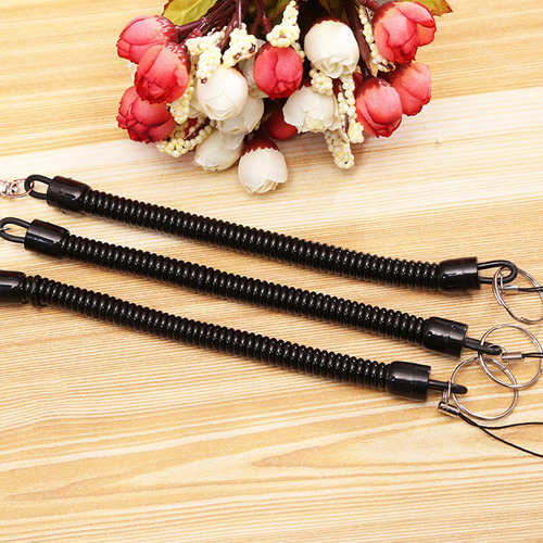 50 Peças Chaveiro Espiral Elástico Anti-perda Preto