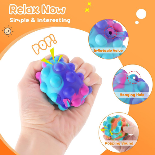 Juguete Inflable Pop Fidget Toys Its Ball, 16 Piezas 3d Sque