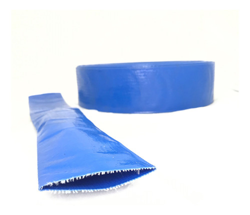 Manguera Manga Plana P/desagote Reforzada C/tela 38mm 100mts Azul Acero