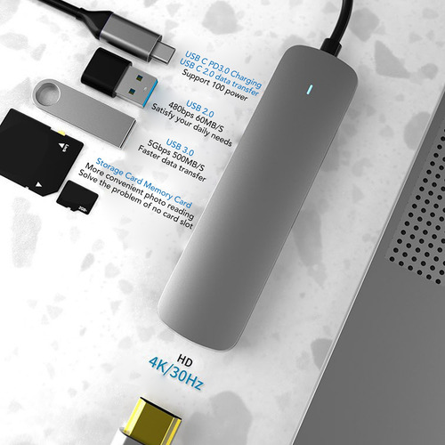 Hub Usb C Adaptador Multipuerto 6 En 1 Para Macbook Windows