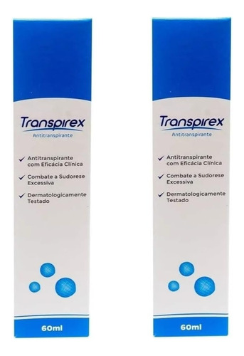 Transpirex kit 2 antitranspirante sudorese hiperidrose 60ml fragrância inodoro