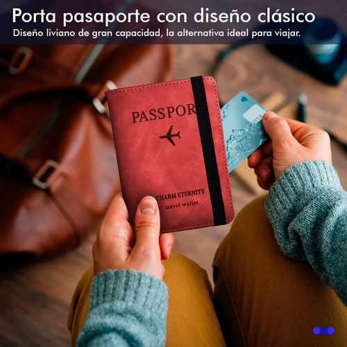 584126975432482465 Porta Pasaporte Documentos Funda Protectora Viaje Con Rfid Color Rojo