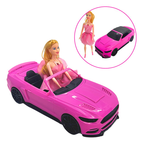 Carrinho Rosa Conversível Boneca Brinquedo Infantil Menina