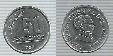 Uruguay Moneda 50 Centesimos Año 1994