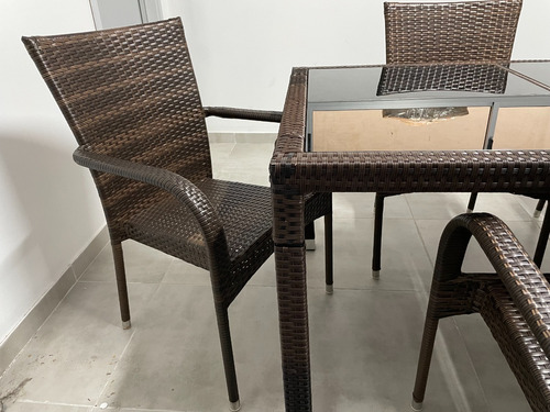 Juego De Jardin O Exterior Simil Rattan 6 Sillas + 1 Mesa