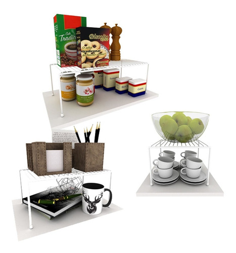 Kit Organizador Armário Cozinha Prateleira Aramado Aço 3 Un