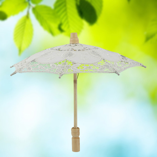 Guarda-chuva De Noiva Bordado Em Renda De Algodão Feito À