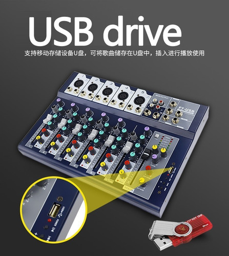 Imagen 3 de 4 de Consola De Audio Berani 7 Canales Usb Mp3 Bluetooth Phantom