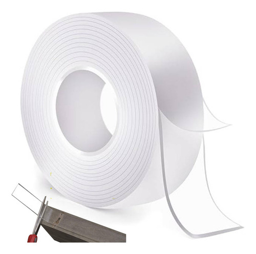 Cinta Nano tape doble cara adhesiva trasparente lavable a prueba de agua blanco genérica.