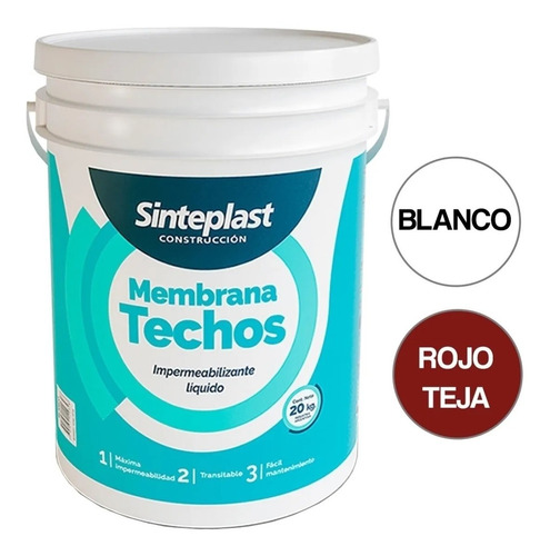 Imagen 1 de 5 de Pintura Membrana Techos Sinteplast Construcción Blanco 20 Kg