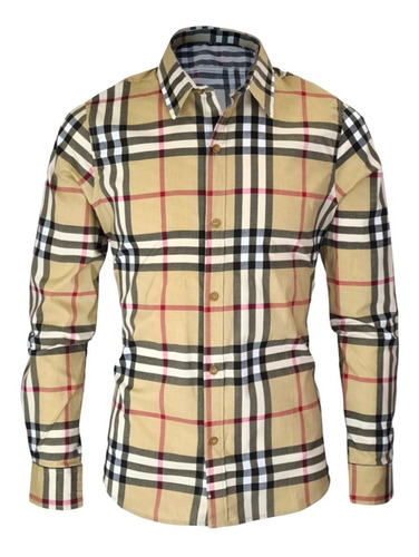 Camisa Cuadro Casual Slim Fit, Moda Caballero Manga Larga