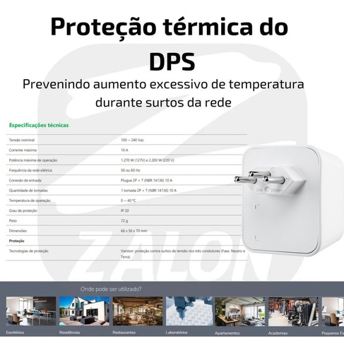 Protetor Eletrônico Tomada Dps Eps 301 Br Bivolt Anti Surto