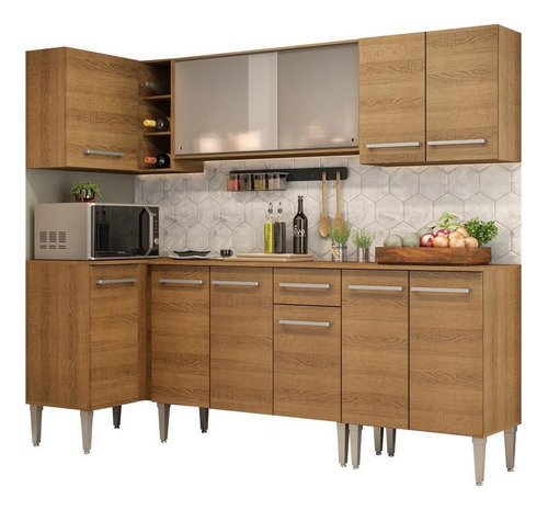 Mueble de cocina de esquina Madesa Emilly Point, cristal de color rústico