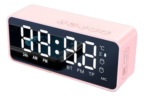 Reloj Despertador Digital Con Altavoz Bt, Espejo Led Con Dob