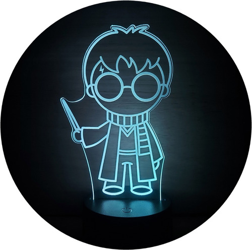 Harry Potter Chibi Lampara Led Ilusion 3d Gryffindor Varita