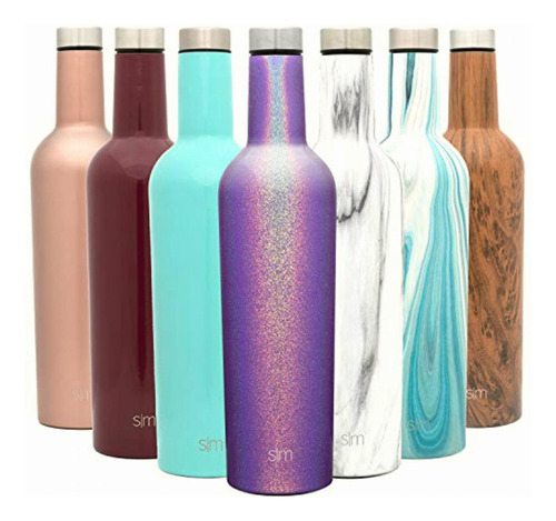 Simple Modern Spirit Botella De Vino De 25 Onzas, Doble Color Brillo: Artificial