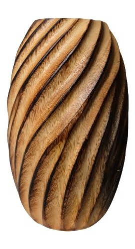 Jarrón Mango Madera - Espiral Marrón Claro - Decoración Hoga