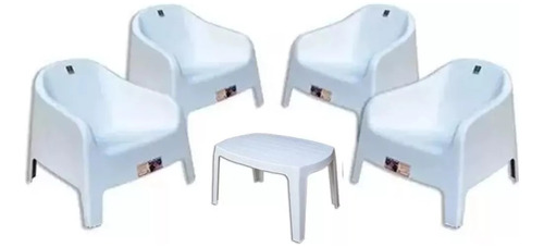 Combo 4 Sillon Skarpo Blanca 1 Mesita Ratona Mascardi