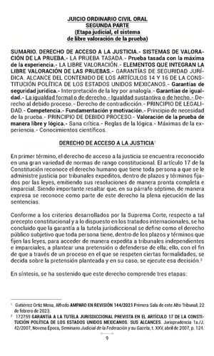 Juicio Ordinario Civil Oral Segunda Parte (etapa Judicial, El Sistema De Libre Valoración De La Prueba)