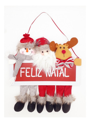 Placa Decorativa Madeira Pendente P/ Porta Enfeite De Natal