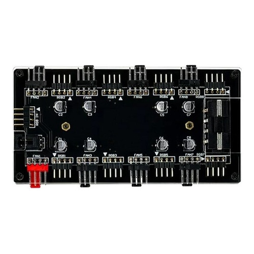 Hub Rgb 1 A 8 Ventiladores 12v 4pin Pvm Acrílico Sata Molex