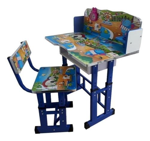 Mesa Mesinha Infantil Escrivaninha Ajustavel Educativa Azul