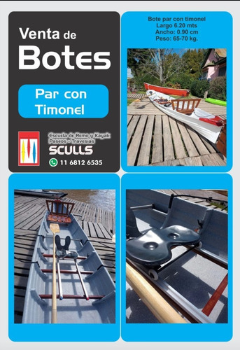 Imagen 17 de 17 de Bote De Remo Par Con Timonel